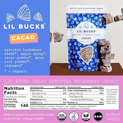 Vista 14 de Lil Bucks Granos germinados de trigo sarraceno crudo, granola sin granos (ORIGINAL, 1 paquete)