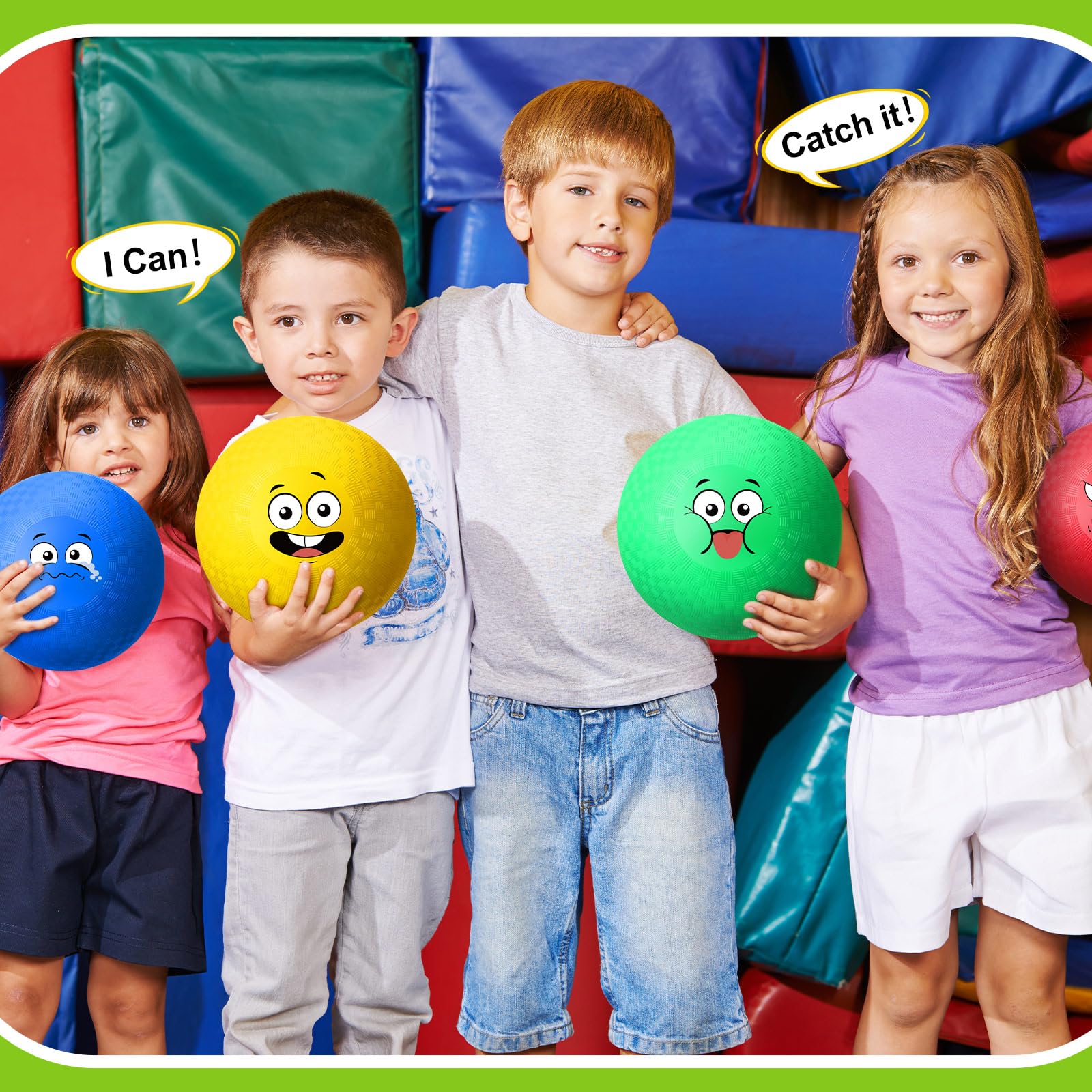 Jerify Dodgeballs-Spielplatzbälle, bunt, Emotions-Handball, Kickball, Hüpfbälle für drinnen und draußen, Spiele, Fitnessstudio, Camping, Picknick, Strand, Schule, 30 Stück