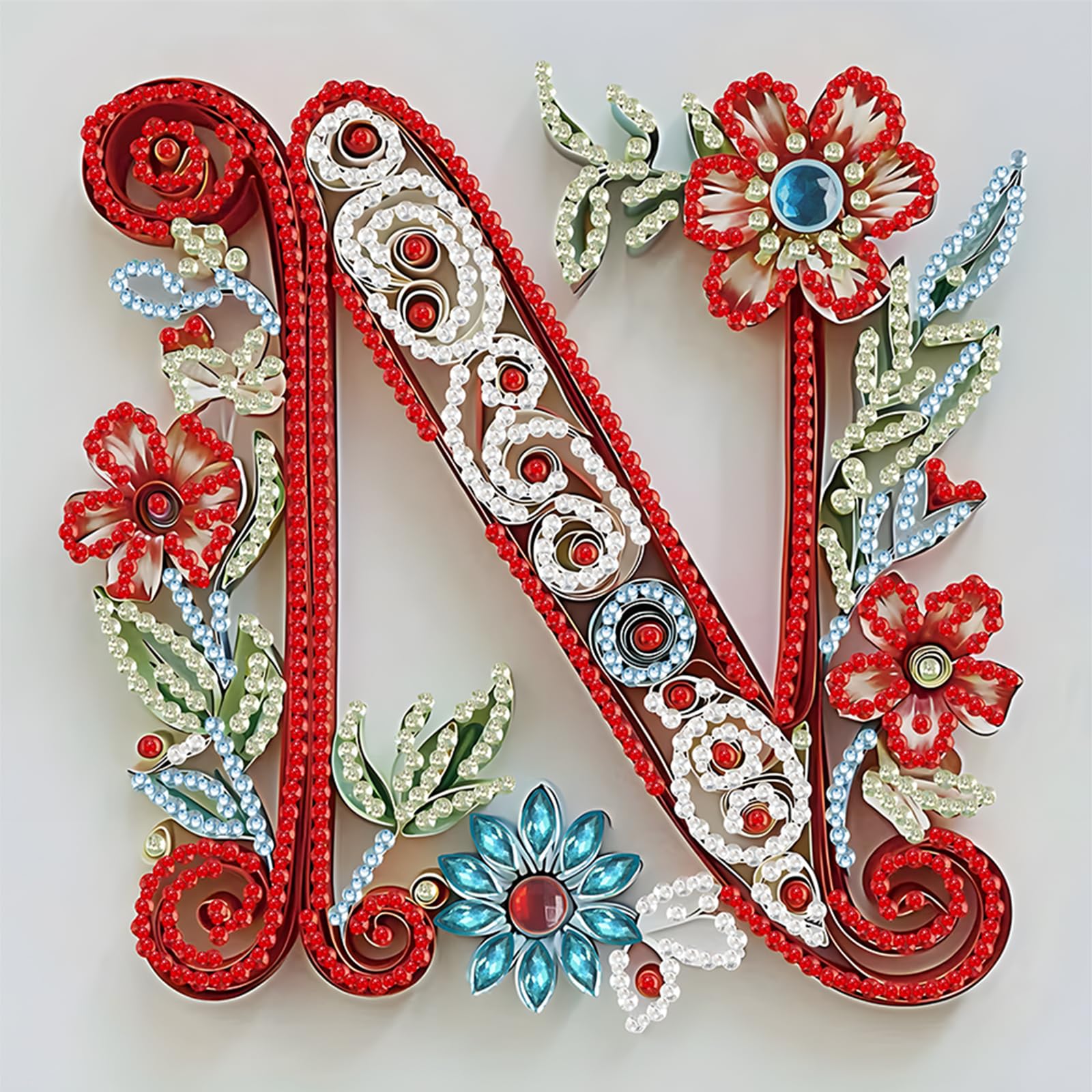 Letter N Alphabet Quote Art Special Shaped 5D Partial Drill Diamond Painting Kit,DIY Gem Art Rhinestone Mosaic Craft for Adults Beginners,Home Wall Decor,No Frame 11.81x11.81inch