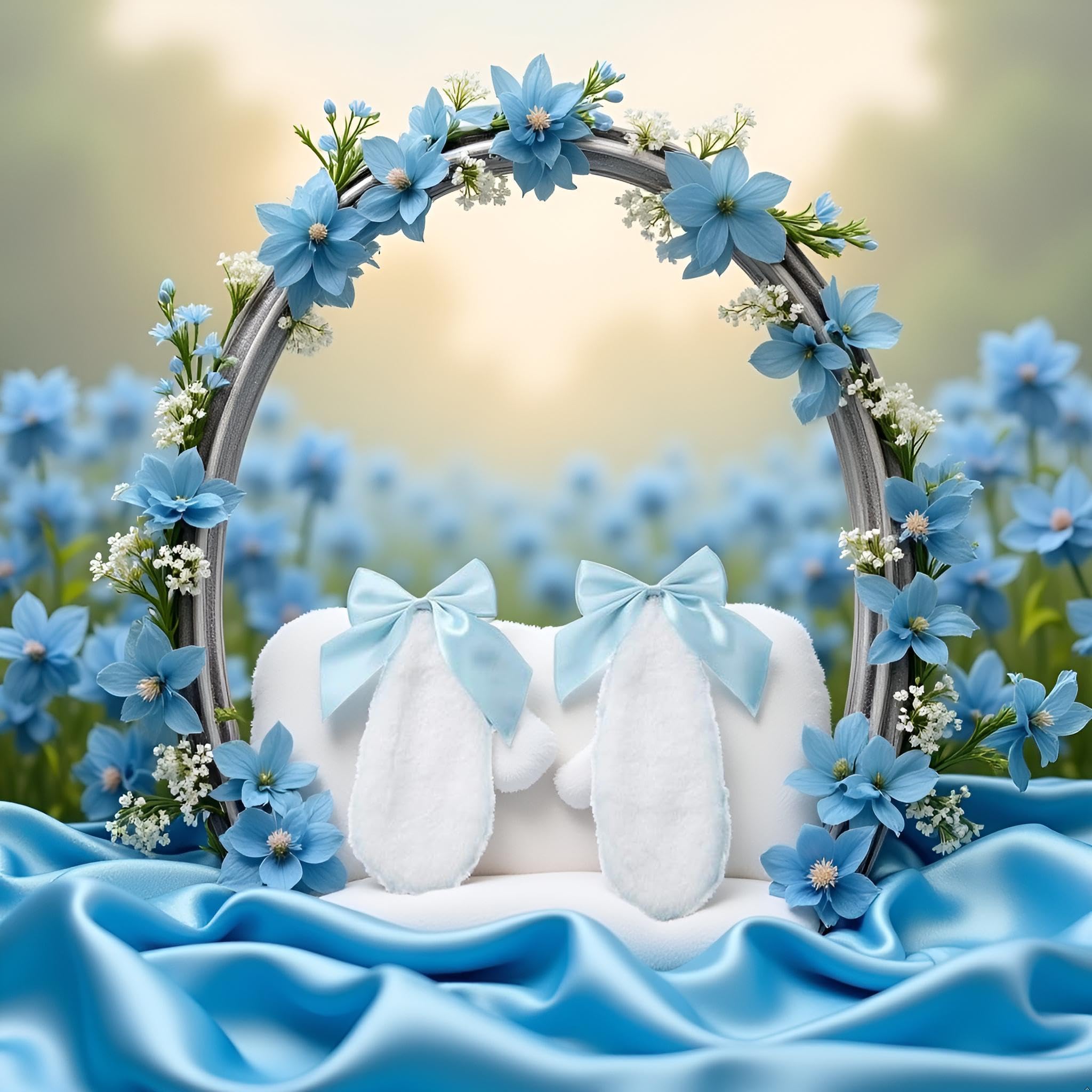 Photo 1 of 1 Pair Blue Girls Bunny Plush Lop Ears Hair Clip Rabbit Furry Ears Ribbon Bow-knot Hair Clamp Hairpin Cosplay Headwear Easy to Wear Ornaments, Hair Accessories
