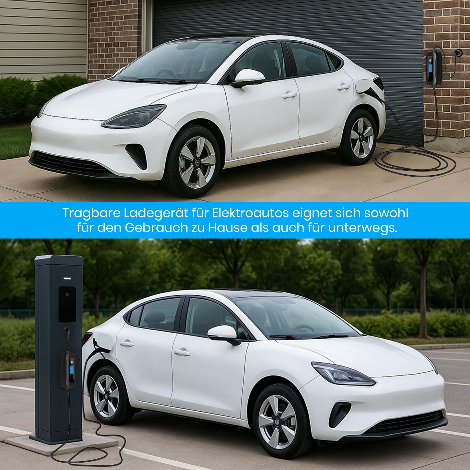 Mobile Wallbox 3.68KW Typ 2 Ladekabel, 5M|1-Phasig Ladekabel mit Schuko Stecker, 6-16A Tragbare EV Ladegerät mit Einstellbarer Ladeleistung, EV Charger Wallbox für Elektroauto & Hybrid (PHEV/EV)