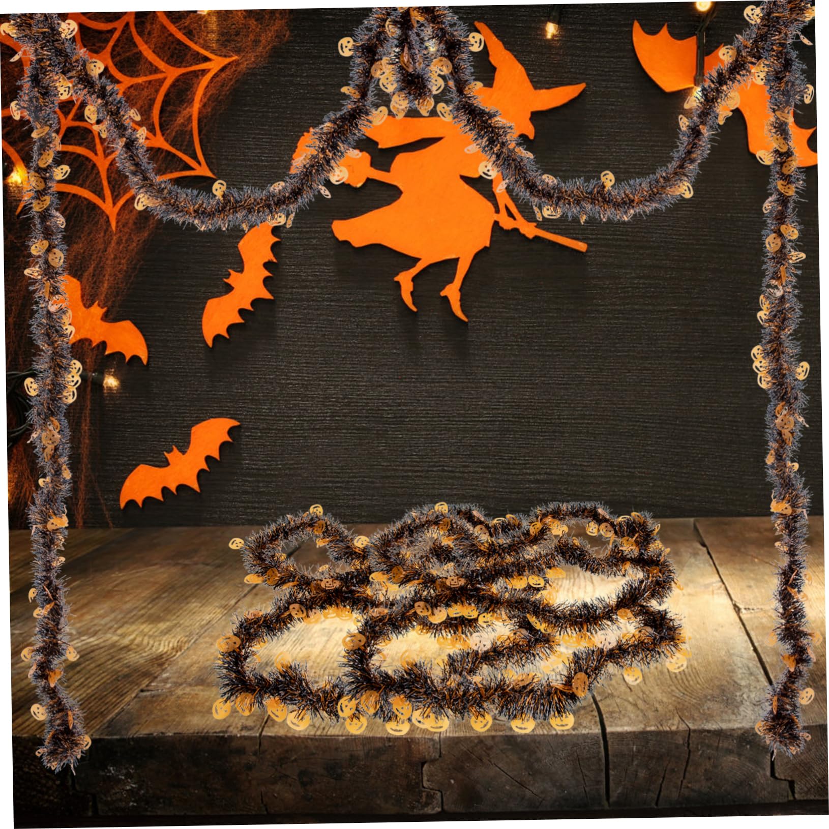 Ciieeo 9 STK Halloween-Dekorationen Halloween glänzende Girlande Halloween-Schlafzimmerdekorationen Halloween wanddeko Halloween aussendeko metalldeko Lametta Halloween-Girlande für Baum