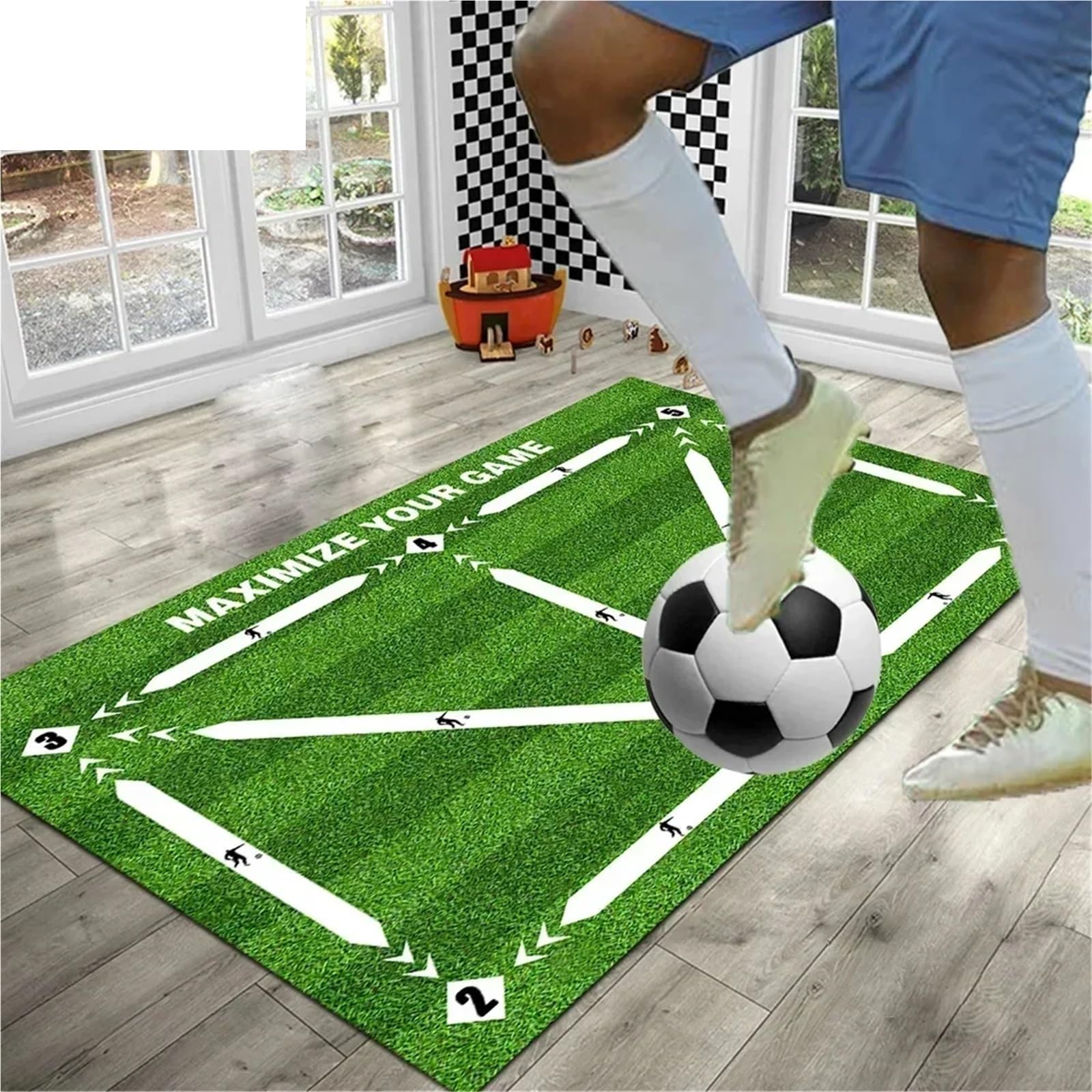 Tapis Foot Entrainement Avec Chaussettes Foot Antidérapantes Vidéos De Formation 90x60cm Tapis Entrainement Foot Accessoire Tapis D'Entraînement Pour Cadeau Football Enfant - Sport & Plein Air
