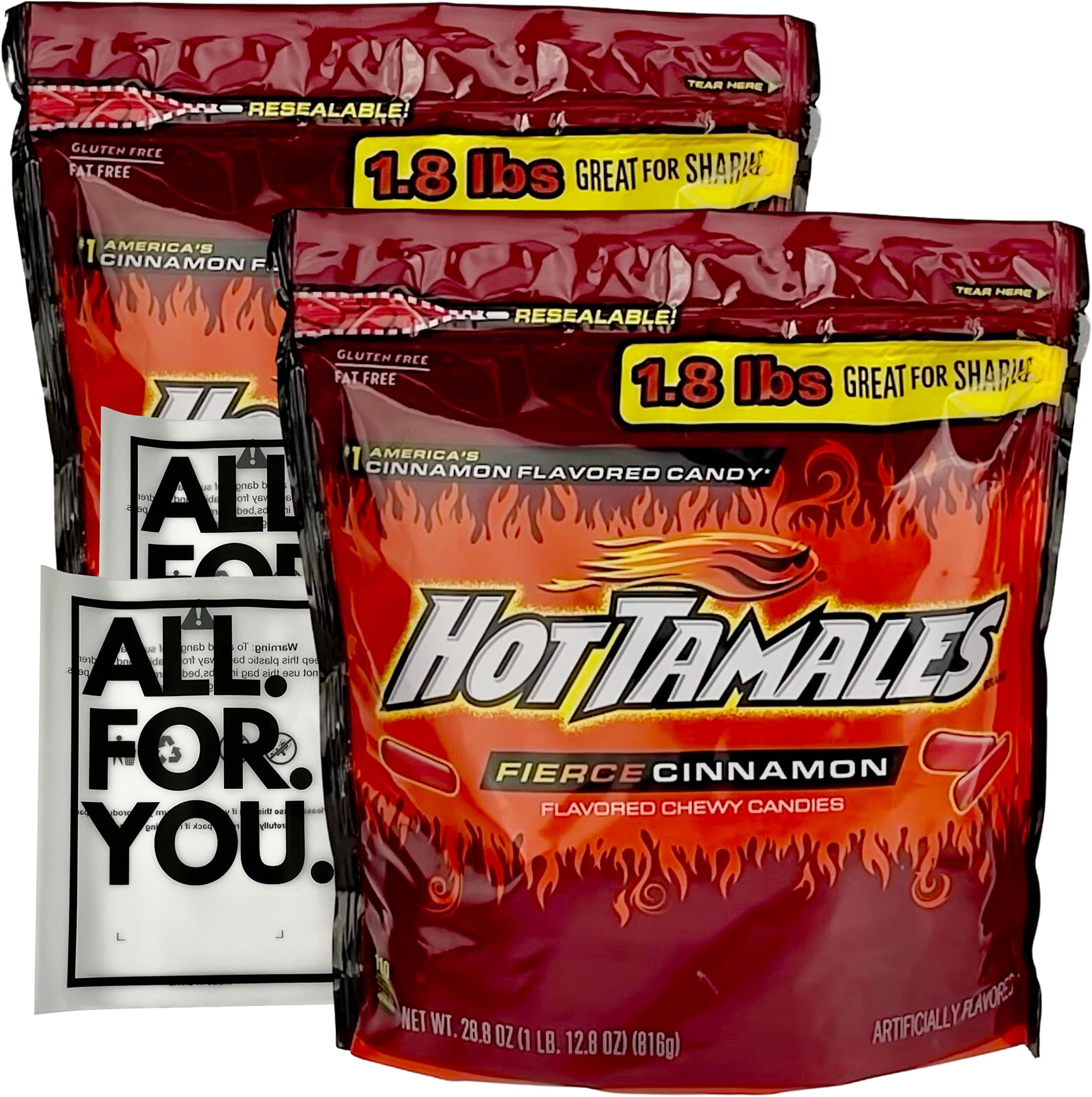 Hot Tamales Fierce Cinnamon Candy (2lb) Chewy Candy, Hot