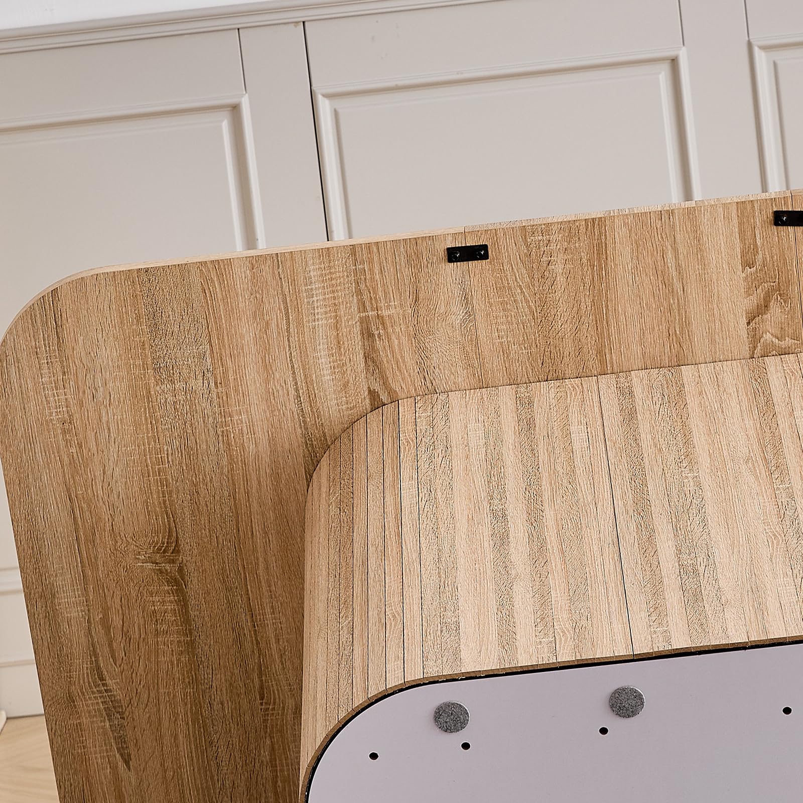 GrandCA HOME Tavolo da Pranzo Rettangolare con Angoli Arrotondati, Tavolo da Pranzo Moderno Cucina da 160 cm con Base in Legno, Ampio Piano di Lavoro in MDF, per 4-8 Persone, Venature del Legno Chiaro