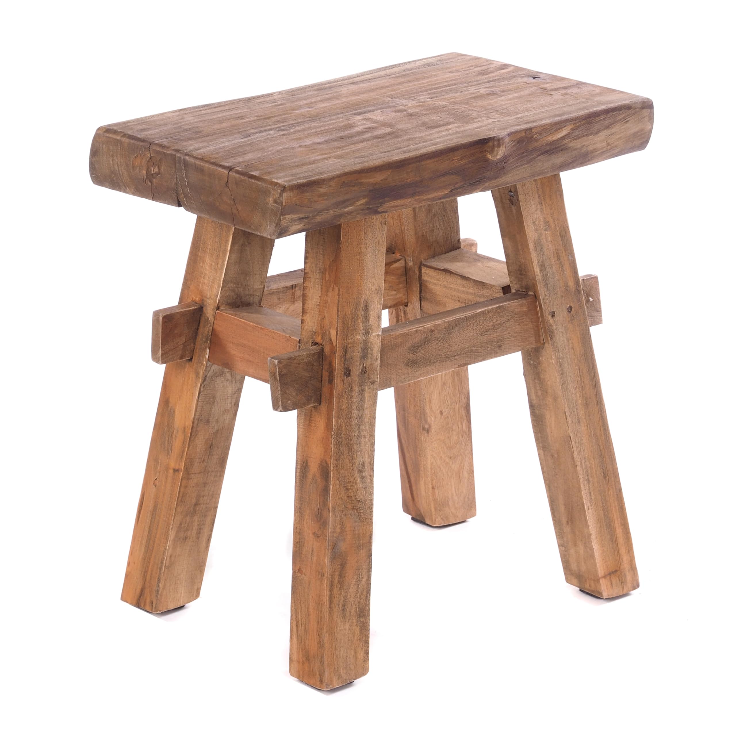 Design Delights - Sgabello Vintage 40, in stile rustico, in legno massiccio riciclato, 43x45x27 cm (altezza x larghezza x profondità)