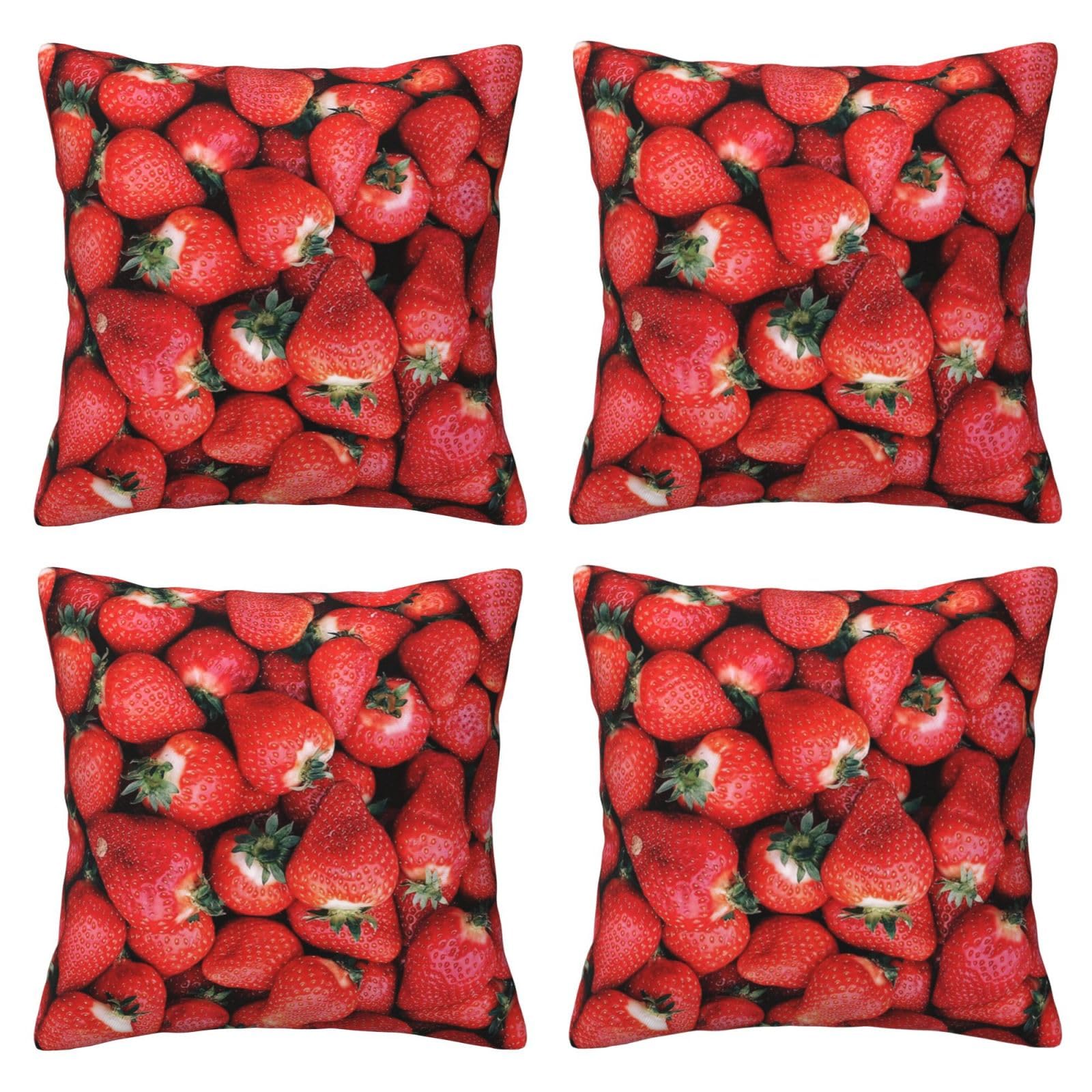 Housse de coussin fraise rouge BAFAFA pour rénover un canapé terne avec douceur 45x45