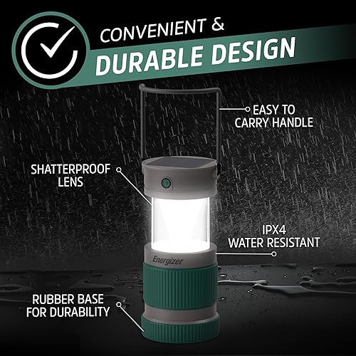 Miniatura 5 de Energizer Linterna de camping híbrida S-500, solar, recargable o alimentada por pilas AA, linterna LED brillante resistente al agua IPX4