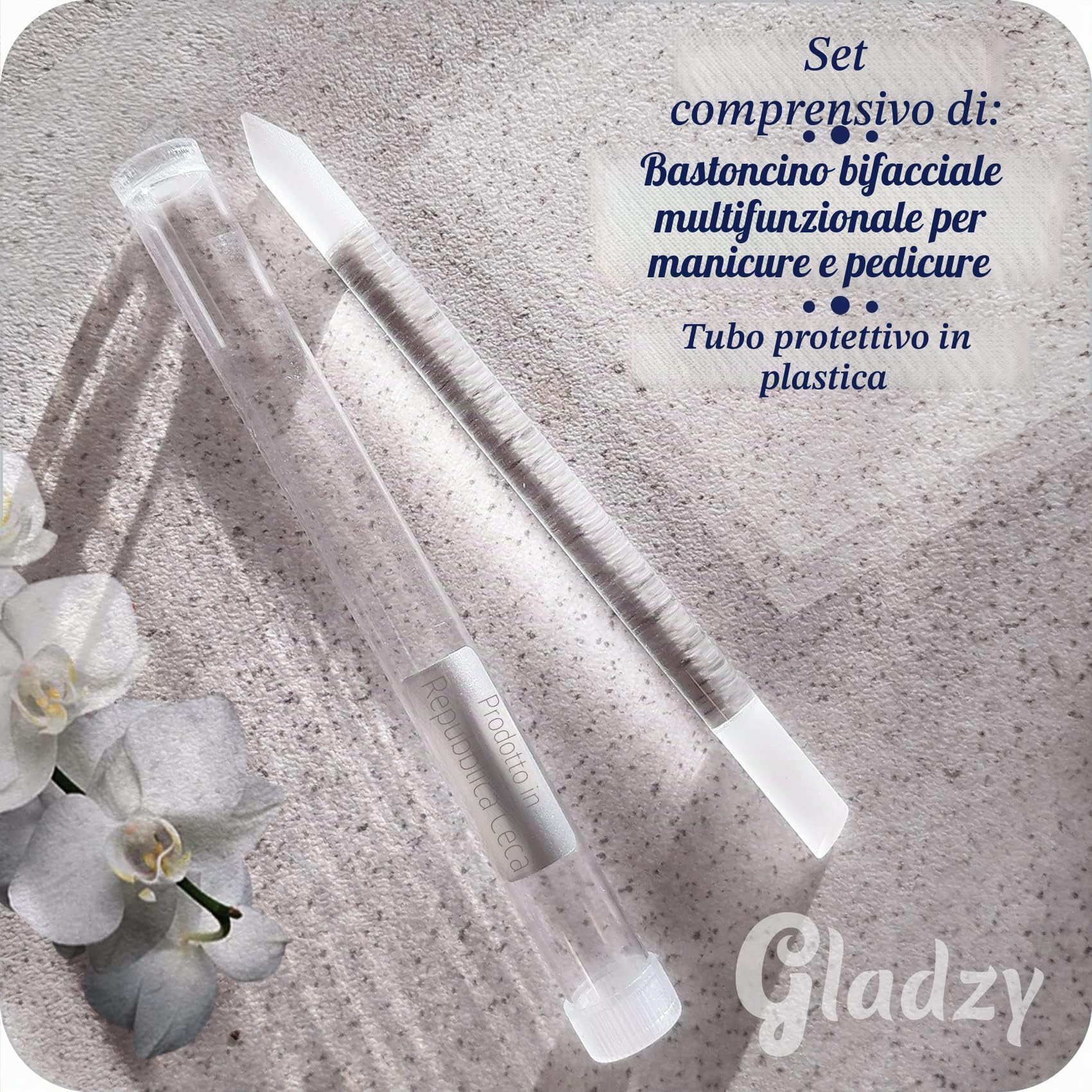 Lima in Vetro Spingi Cuticole - Bastoncino Manicure, Rimuovi Cuticole Professionale di Precisione, la Superficie Abrasiva Non si Consuma, Qualità Ceca, Gladzy