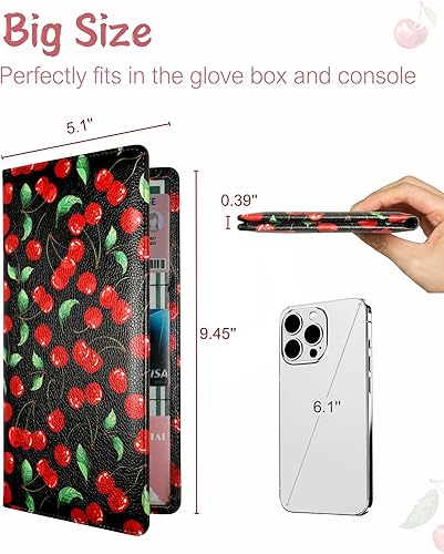 Vista 34 de Mymazn Soporte para registro y seguro de automóvil, organizador de cuero sintético con cierre magnético, soporte para documentos de automóvil