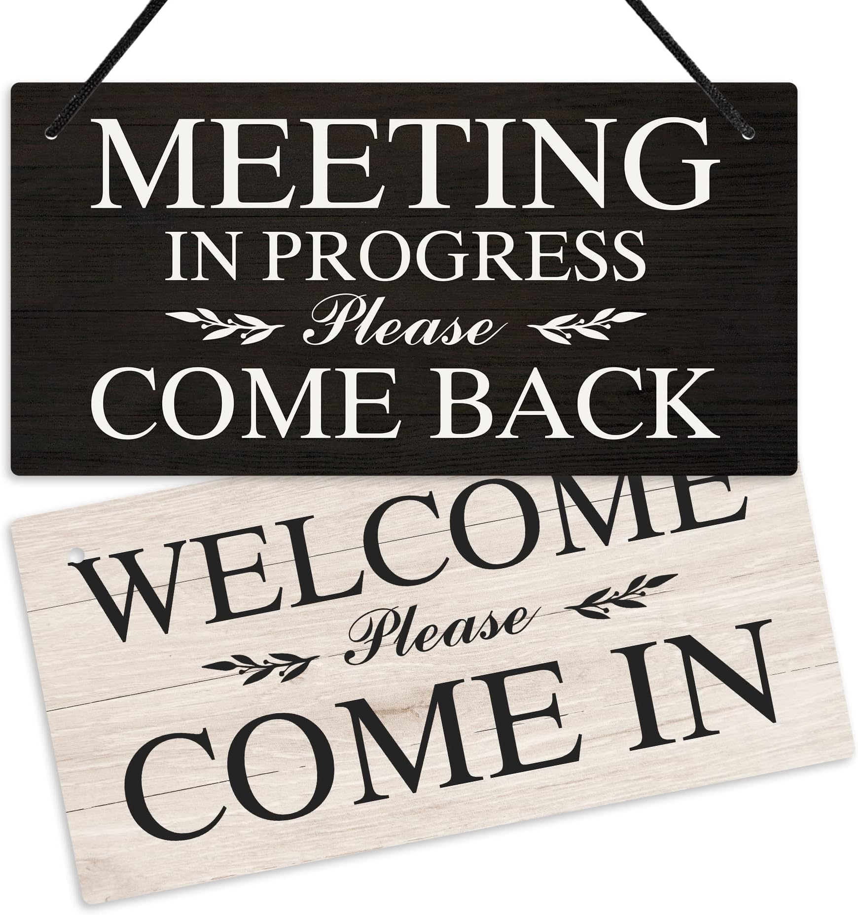Putuo Decor Meeting in Progress Sign, Please Come in Sign for Cubicle Door, Business Office, Online Conference, 10x5 Inches PVC Double Sided