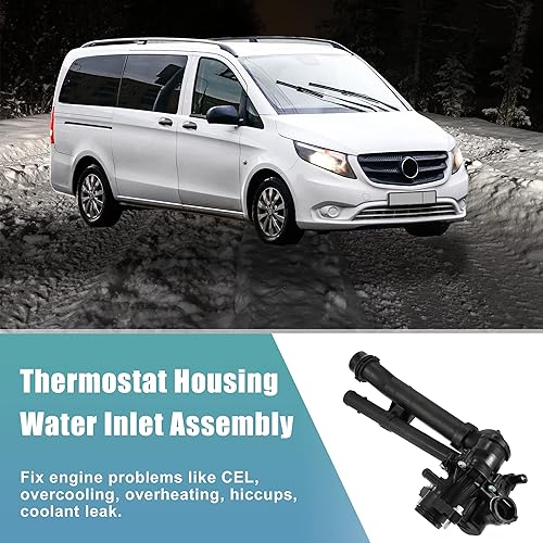 Miniatura 3 de X AUTOHAUX Conjunto de carcasa del termostato del refrigerante del motor para Mercedes-Benz Metris 2016-2019 para Infiniti Q50 2016-2019 para