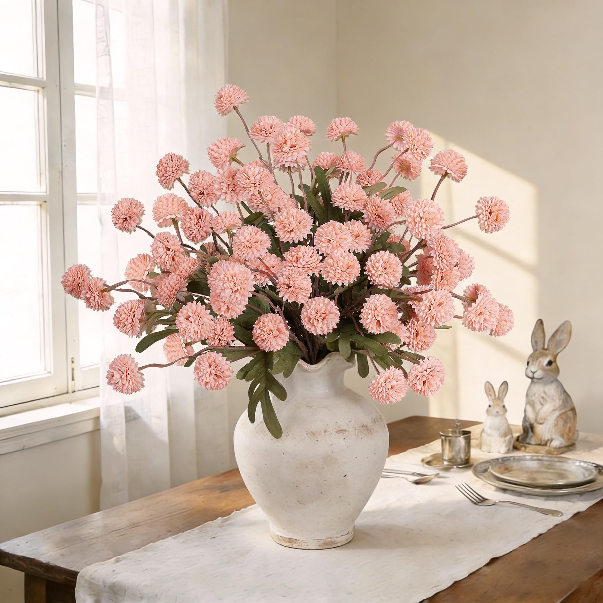 Senjie 12Pcs Fake Kiku Flowers Artificial Small Chrysanthemum Balls