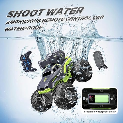Miniatura 4 de 116 Auto de control remoto anfibio con pistola de agua de disparo, detección de gestos, automóvil a control remoto, barco, tanque a control remoto,