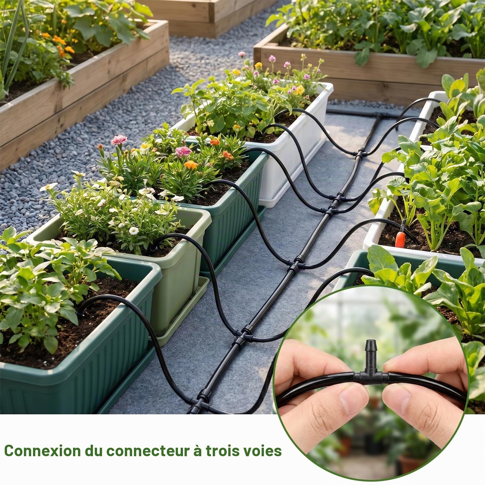 Tuyau Arrosage Goutte à Goutte 30m, Tuyau 3/5 Mm Avec 20 Goutteurs | Arrosage Automatique Avec 20 Connecteurs En T pour Jardin Extérieur, Balcon, Plantes en Pot et Serre