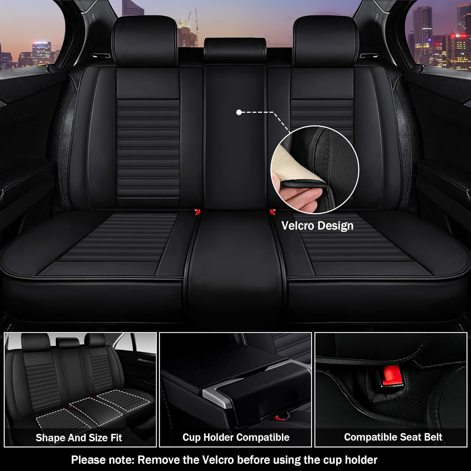 Car Seat Cover Fit for Hyundai Tucson 2004-2024 Breathable and Waterproof Faux Leather Fashion Seat Covers,Non-Slip Easy to Install Car Interior Covers(Black&Black,Full Set)