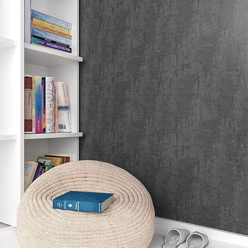 Miniatura 7 de YENHOME Papel tapiz de hormigón gris de 24 x 118 pulgadas, para despegar y pegar, papel tapiz texturizado de hormigón gris, papel tapiz gris para