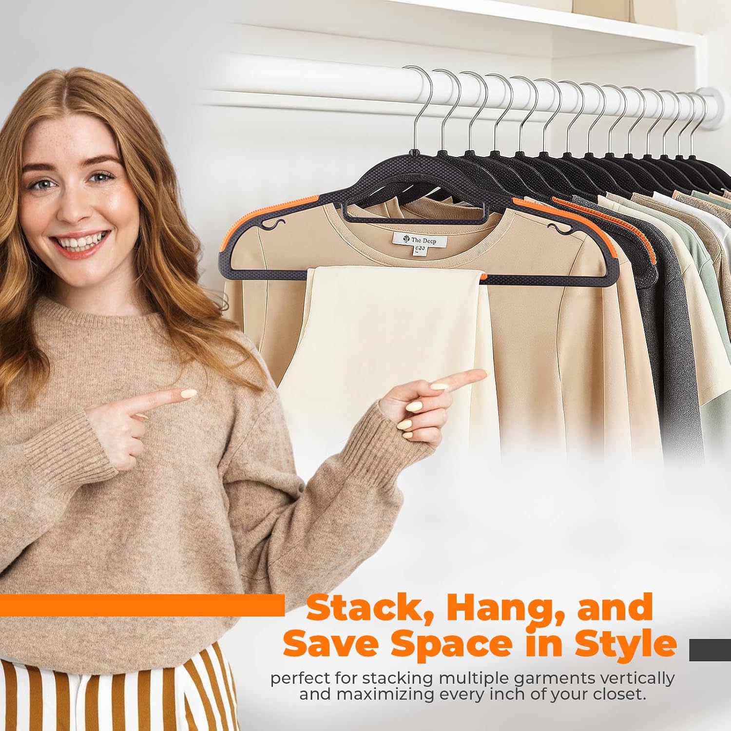 Plastic Hanrs, Cascading Slim Space Saving Clothing Hanrs ° Rotating
