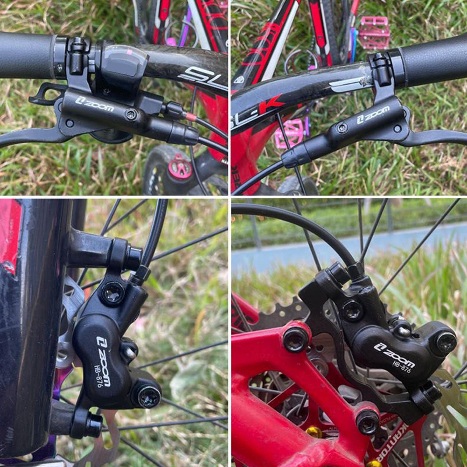 ThinkTop 4 Piston Bike Hydraulic Disc Brake, MTB Bicycle Oil Pressure 4 Piston Driving Brake Caliper, Left (Front) 800/Right (Rear) 1400mm (Black) - Image 2