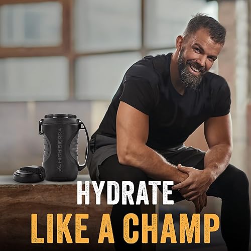 Miniatura 6 de High Sierra Botella de agua aislada de 64 onzas, jarra de agua de 64 onzas, aislamiento de doble pared, tapa abatible a prueba de fugas, boquilla de