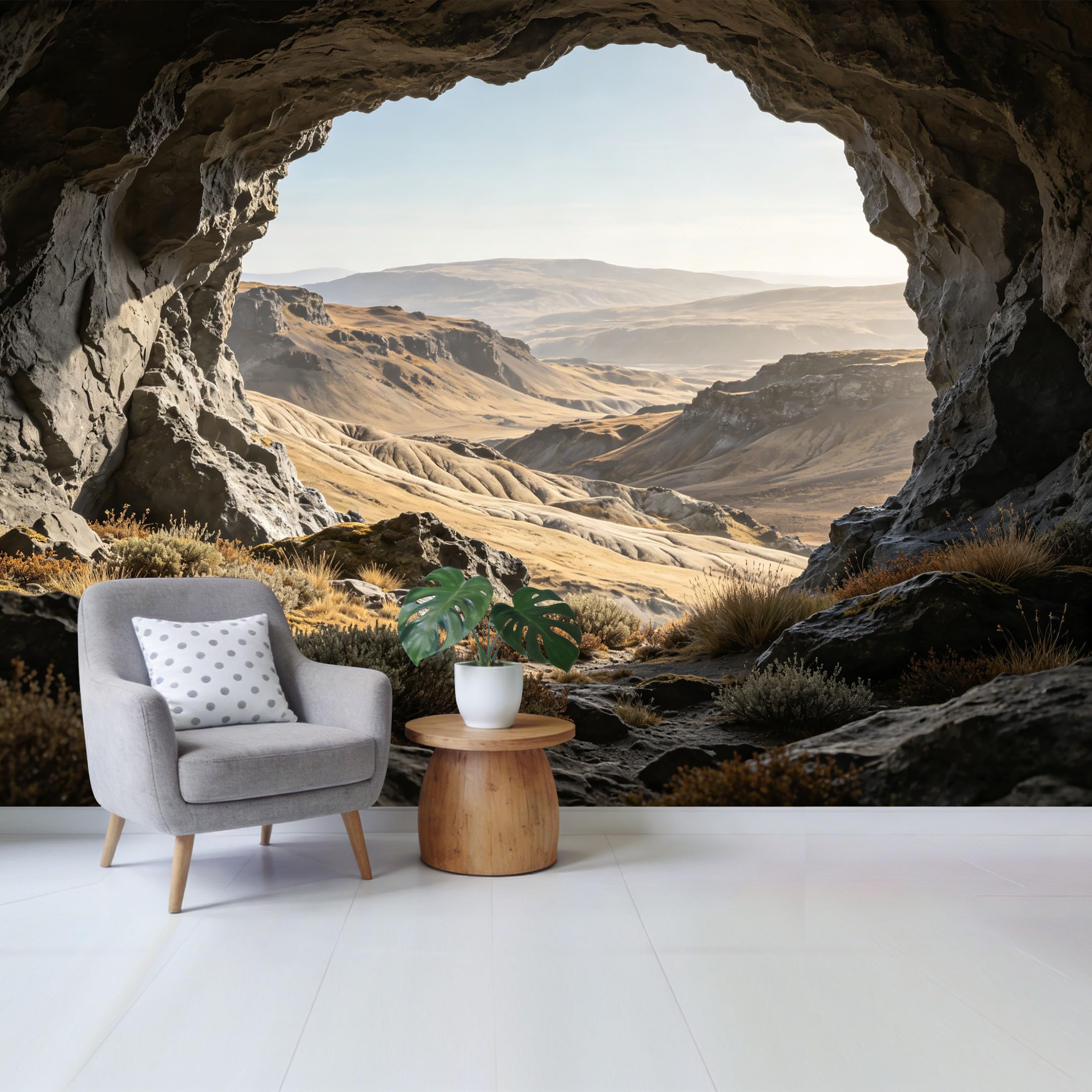 Qzlithotic Yq2605251217 Custom Size Wall Mural Natural Mountain Landscape Cave View 3D Trompe Loeil Selfadhesive Wall Fabric Removable Wallpaper For Home Office Decor