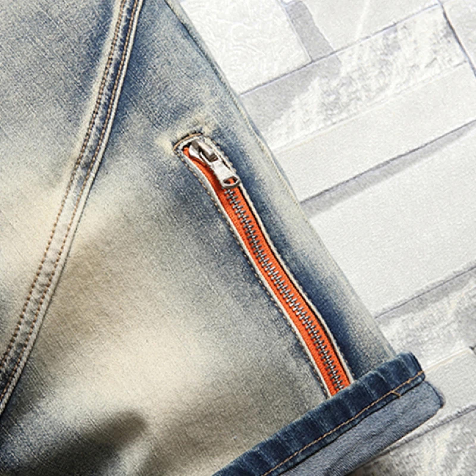 Shorts Kurze Hose Herren-Jeansshorts Retro-Nähte Elastische Mittlere Hosen Freizeithosen