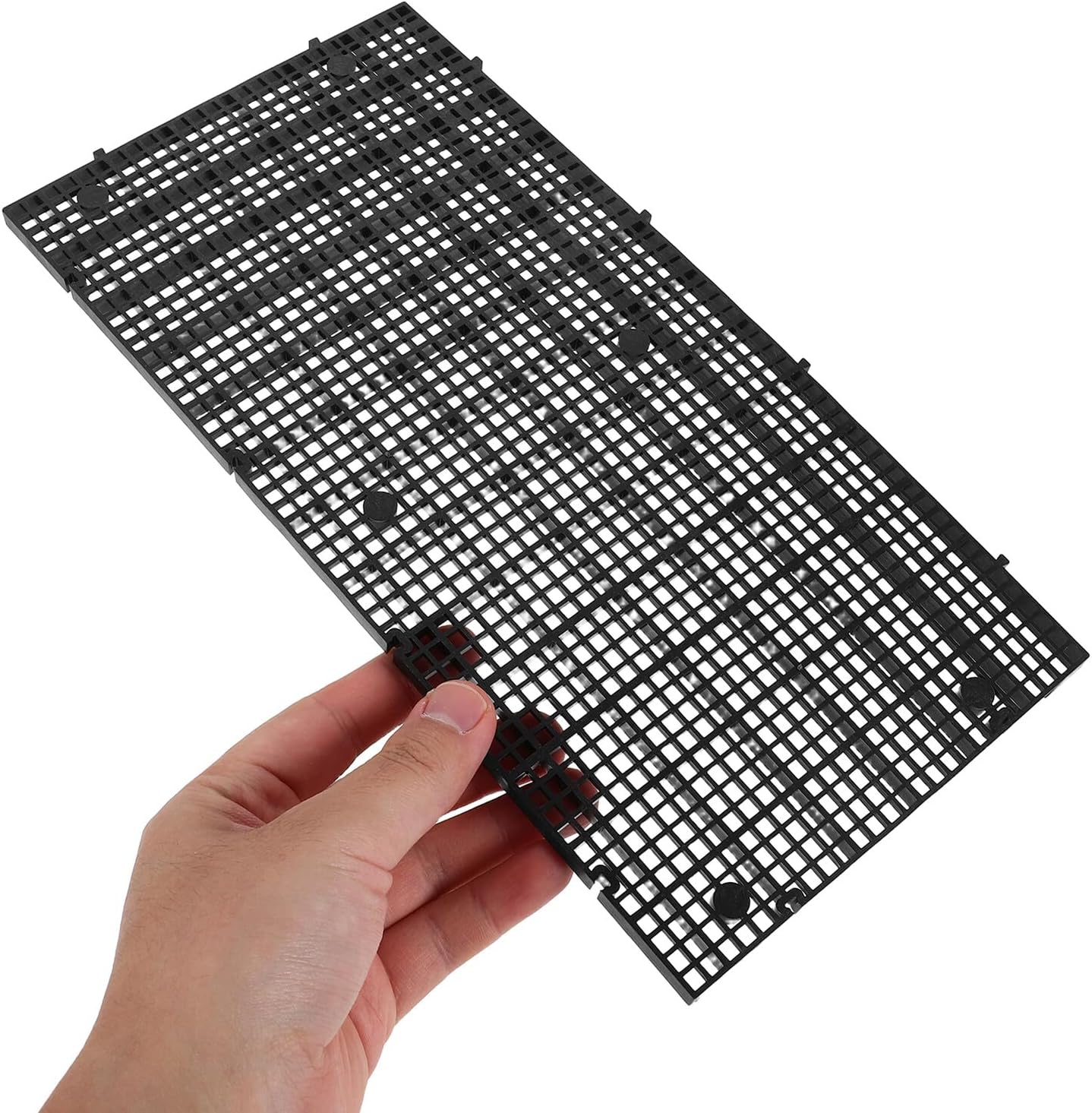 Toddmomy 10pcs Fish Tank Divider and Filter Bottom Tray, Black Plastic Egg Crate Grid Panels 30x15cm, Cuttable Aquarium Divider Mesh for Breeding and Territorial Fish Separation