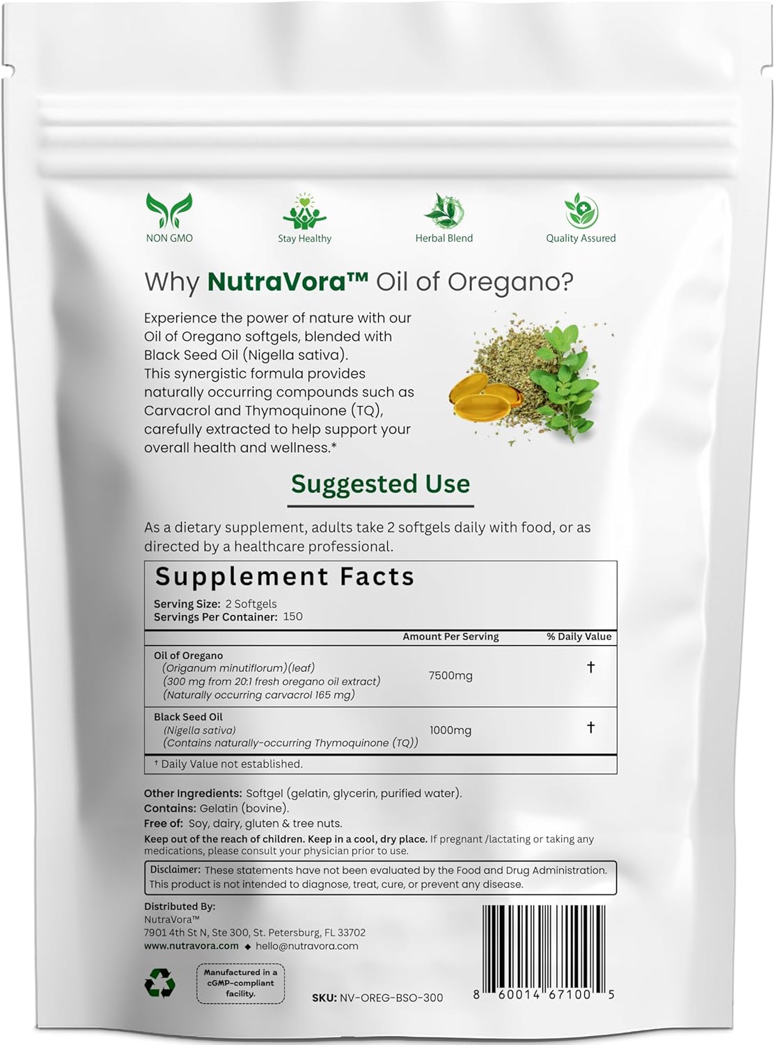 Oil of Oregano with Black Seed Oil Capsules – Dietary Supplement for Immune & Respiratory Wellness Support – with Carvacrol & Thymoquinone – Non-GMO, Gluten-Free – 300 Softgels - Image 3