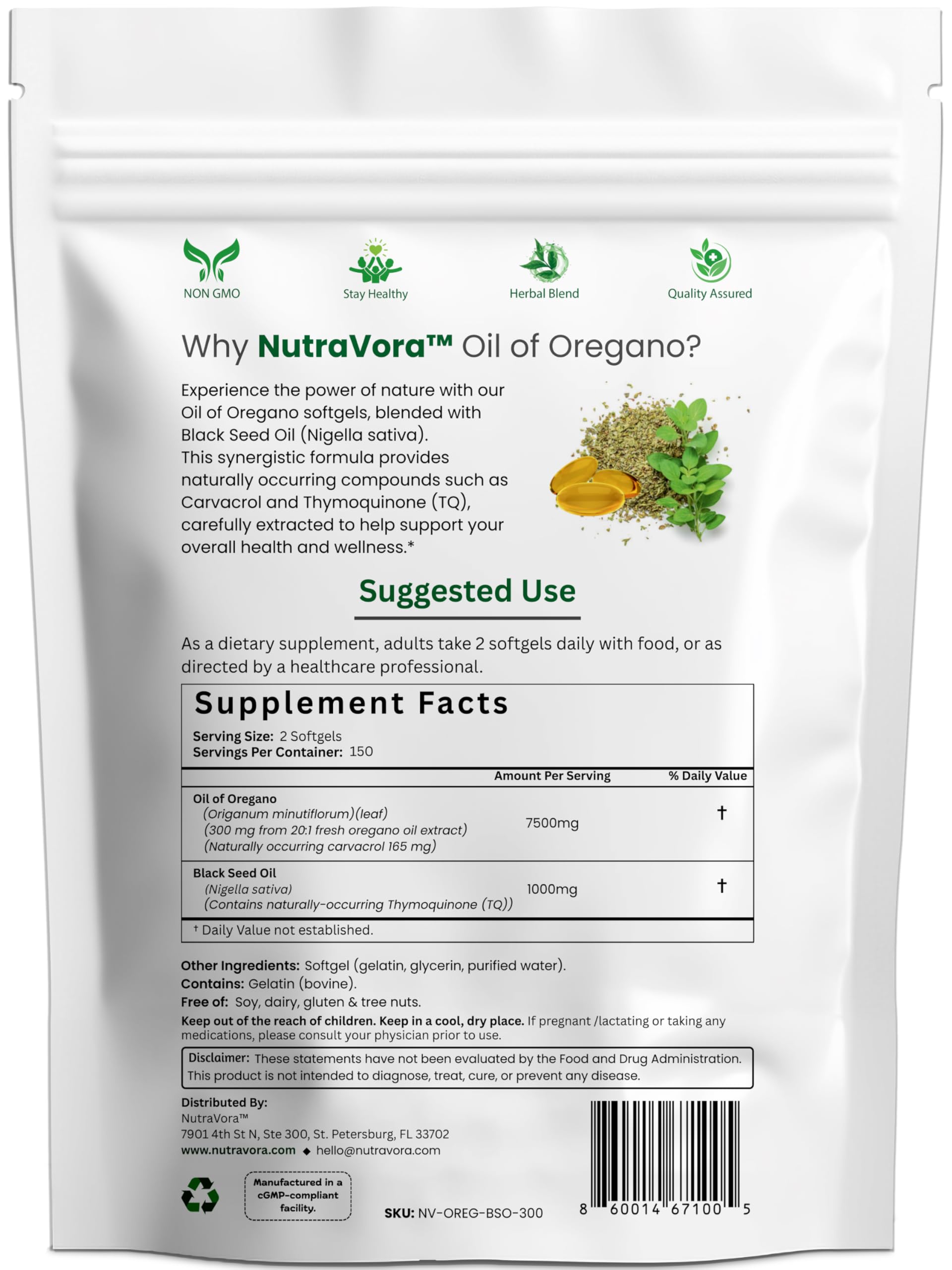 Oil of Oregano with Black Seed Oil, 300 Softgels — Amazon image 2