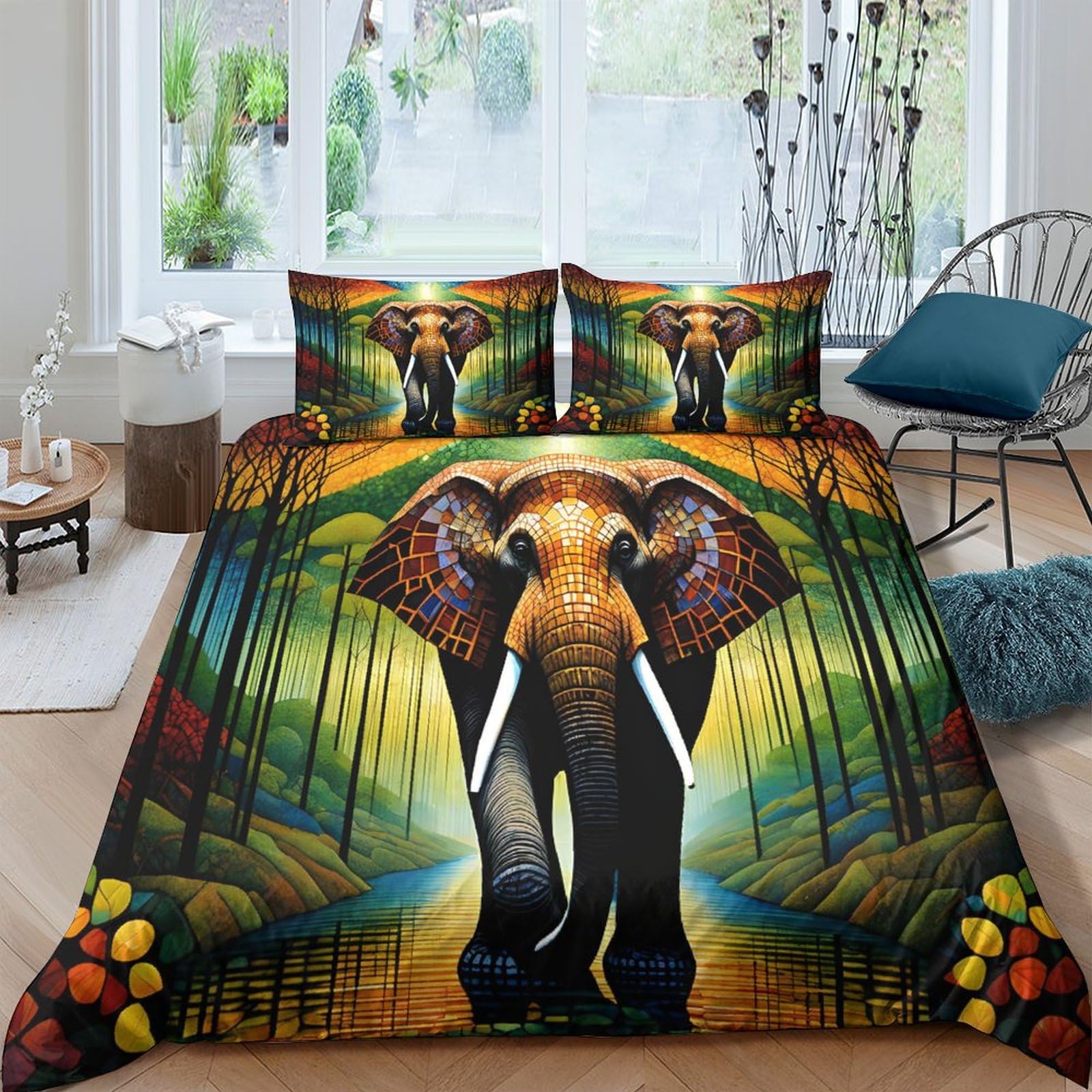 Housse de couette éléphant 3D facile d'entretien pour lit 220x240