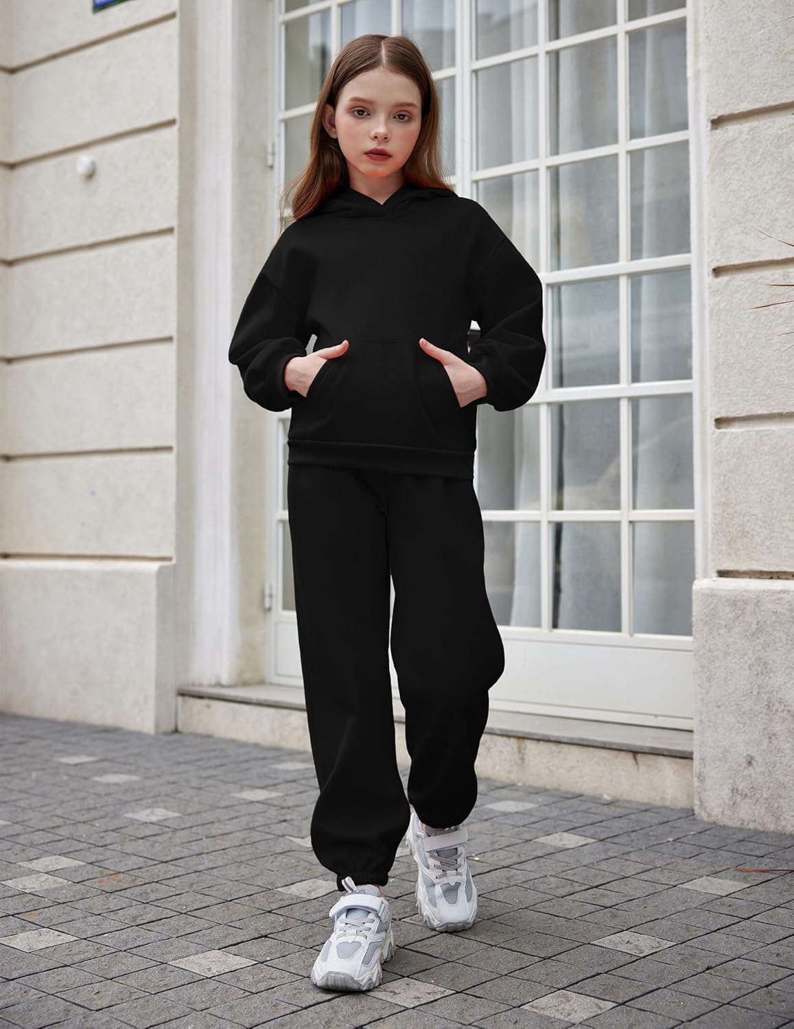 Arshinet Girls 2 Piece Outfits Hoodie Sweatsuit Sets Oversized Sweatshirt and Baggy Fall Fashion Sweatpant with Pockets - Image 3