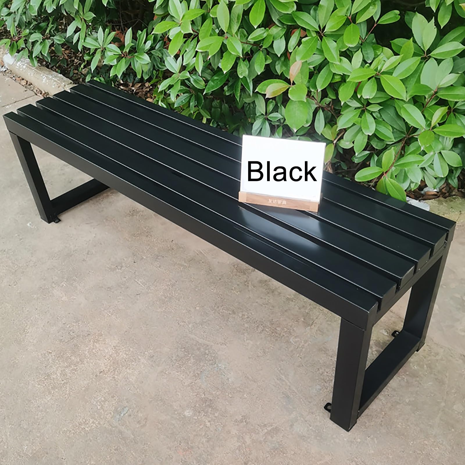 Heavy Du 119 cm odporna na warunki atmosferyczne metalowa ławka ogrodowa – czarna do siedzenia na zewnątrz na patio i park na podwórko, do szkoły, pojemności 362 kg i metalowe futro