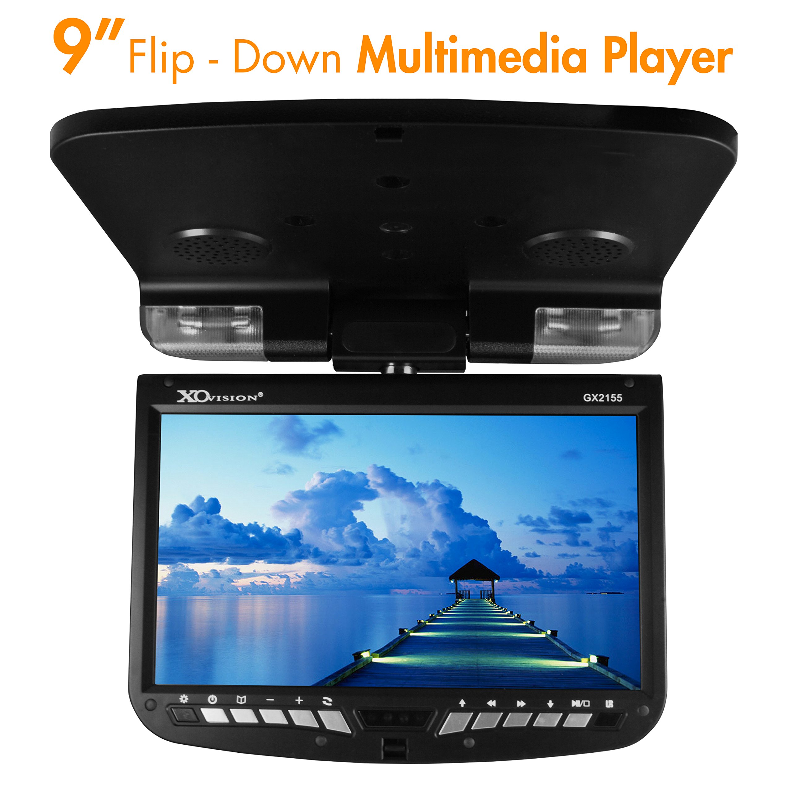 Absolute DFL4008IRG 9.5-Inch TFT-LCD Overhead Flip-Down Monitor with DVD Player and Built-in IR Transmitter (Grey)