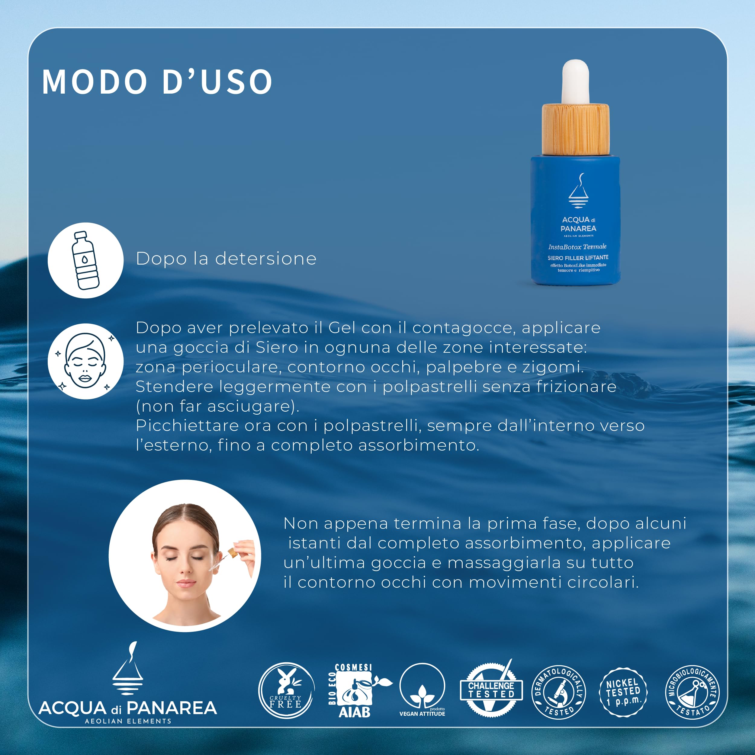 ACQUA DI PANAREA Siero Viso Filler Antirughe Con Acqua Termale Vulcanica Acido Ialuronico Bava di Lumaca Argireline Siero Siciliano di Venere Per Skincare Viso Acqua Di Panarea 40ml Made in Italy
