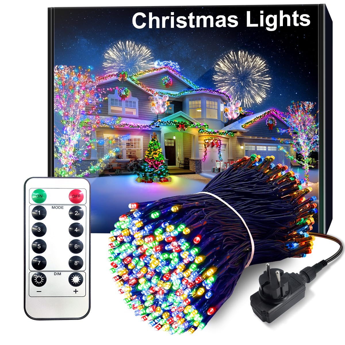 ARKOCHIC 30M Luci Albero di Natale, 300 LED Luci Natalizie da Esterno ed Interno, 8 Modalità con e Telecomando Lampade di Natale per Giardino, Balcone, Casa, Festa (Multicolore)