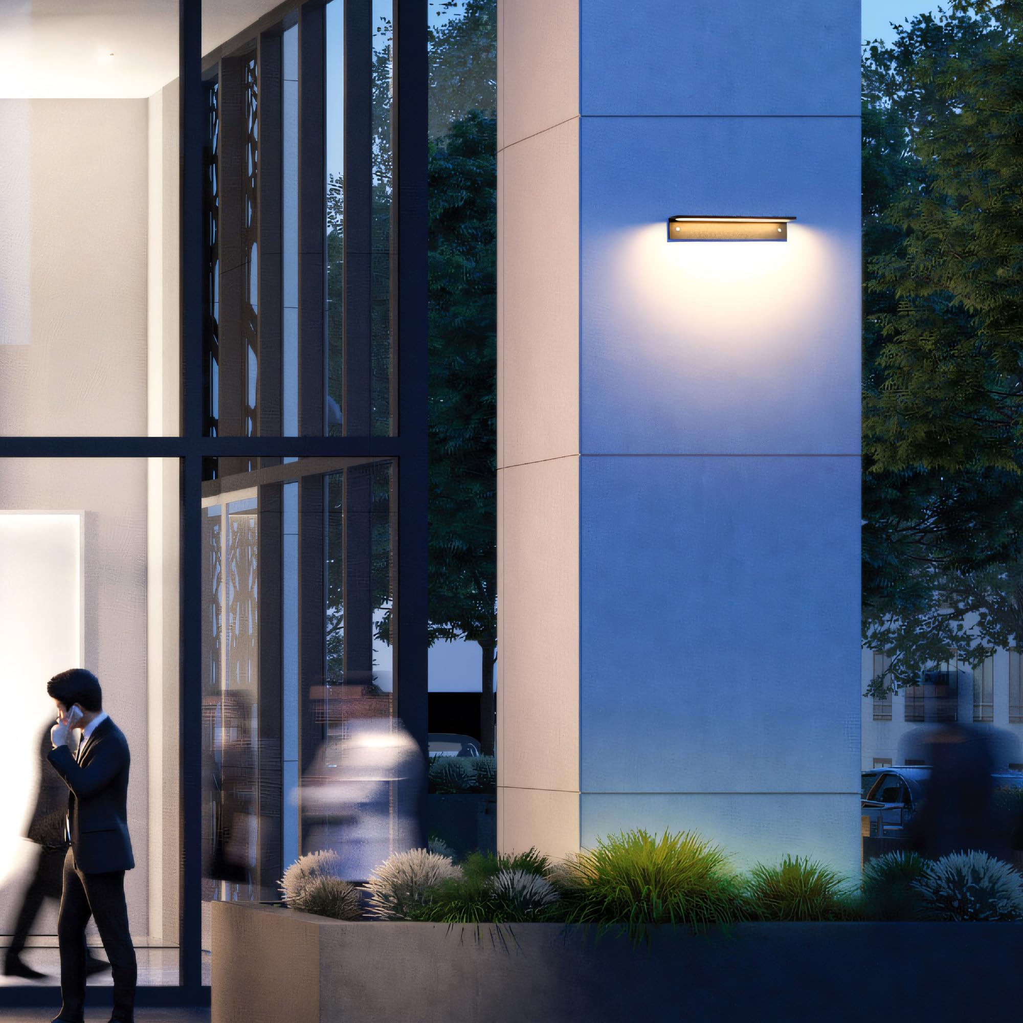 LED Außenwandleuchte Hausnummernleuchte 12W 1200LM,Moderne Außenlampe Wand IP54 Wasserdicht, Aluminium Wandlampe Außen Warmweiß 3000K,Außenbeleuchtung für Haustür Garten Eingang,Lampenlänge 320MM