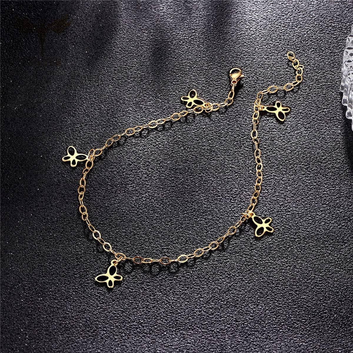 Braccialetti alla caviglia Cavigliera a farfalla Cavigliera color oro per le donne Moda Bracciale a catena del piede Gioielli Braccialetto alla caviglia Ornamenti per il piede Cavigliere da