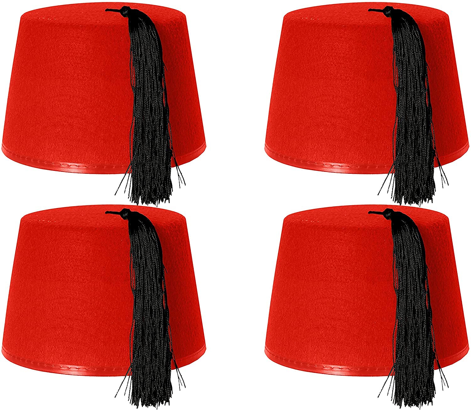 I LOVE FANCY DRESS 4 X Red Fez Hat