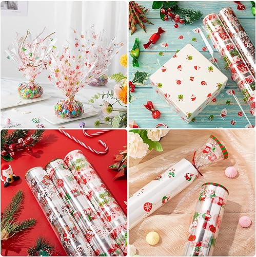 Miniatura 7 de 3 rollos de celofán de Navidad de 15.8 pulgadas x 98.4 pies, 2.5 mil de grosor de celofán transparente para cestas de regalo, papel de regalo