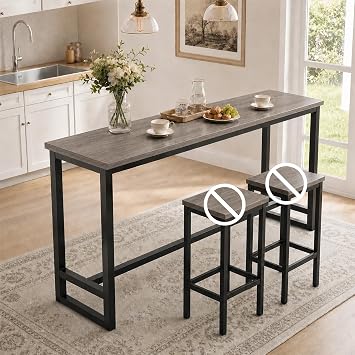 Long Bar Height Table,Wooden Industrial Bar Table,Narrow Bar Tables with Lip,Bar Tables for Behind Couch for Home, Coffee Shop, Pub