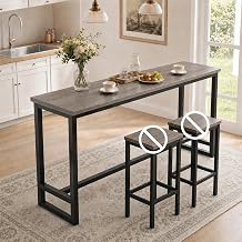 Long Bar Height Table,Wooden Industrial Bar Table,Narrow Bar Tables with Lip,Bar Tables for Behind Couch for Home, Coffee Shop, Pub