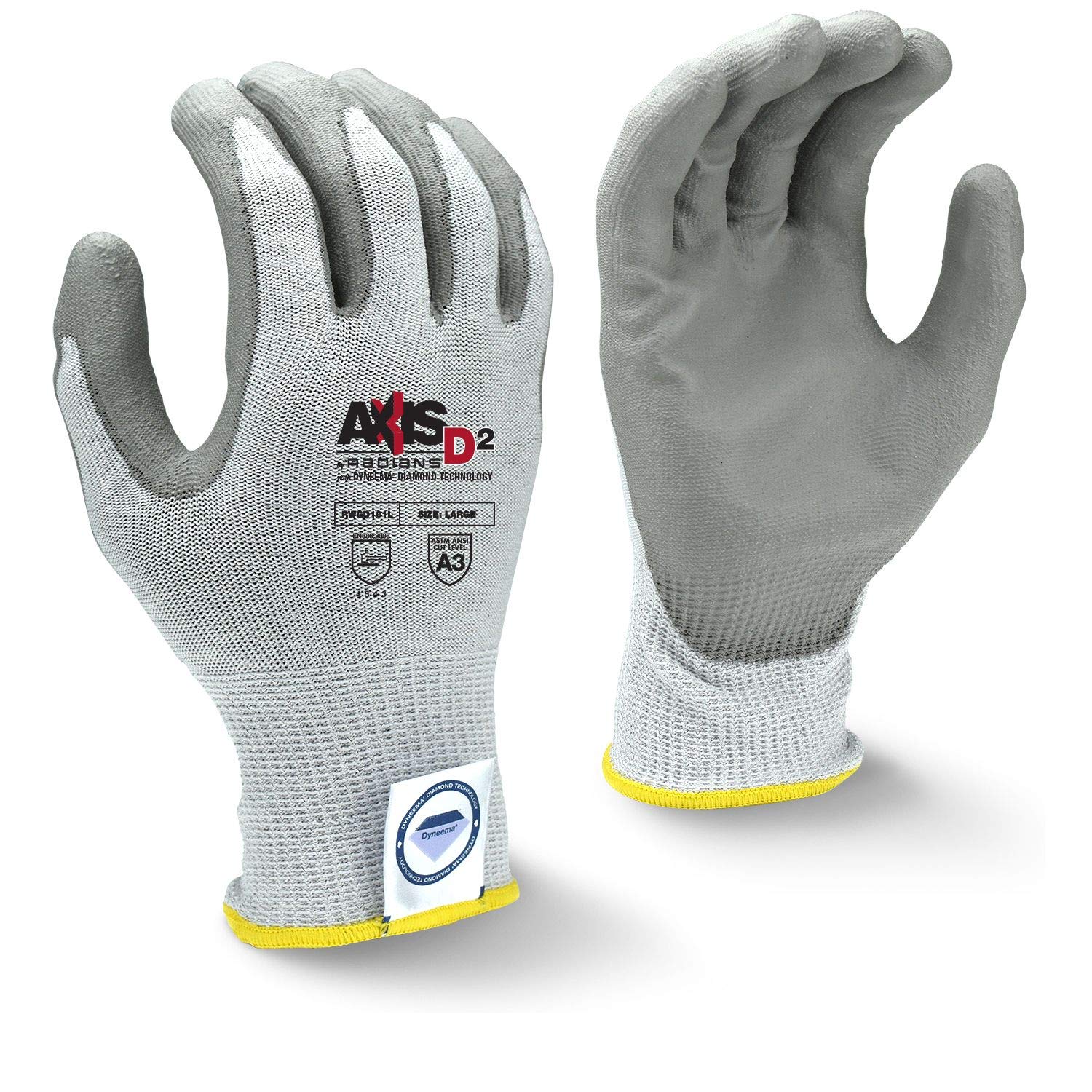 Radians RWGD101M Axis D2 with Dyneema Cut Level Dipped Gloves, Pair, Medium (Pack of 6)