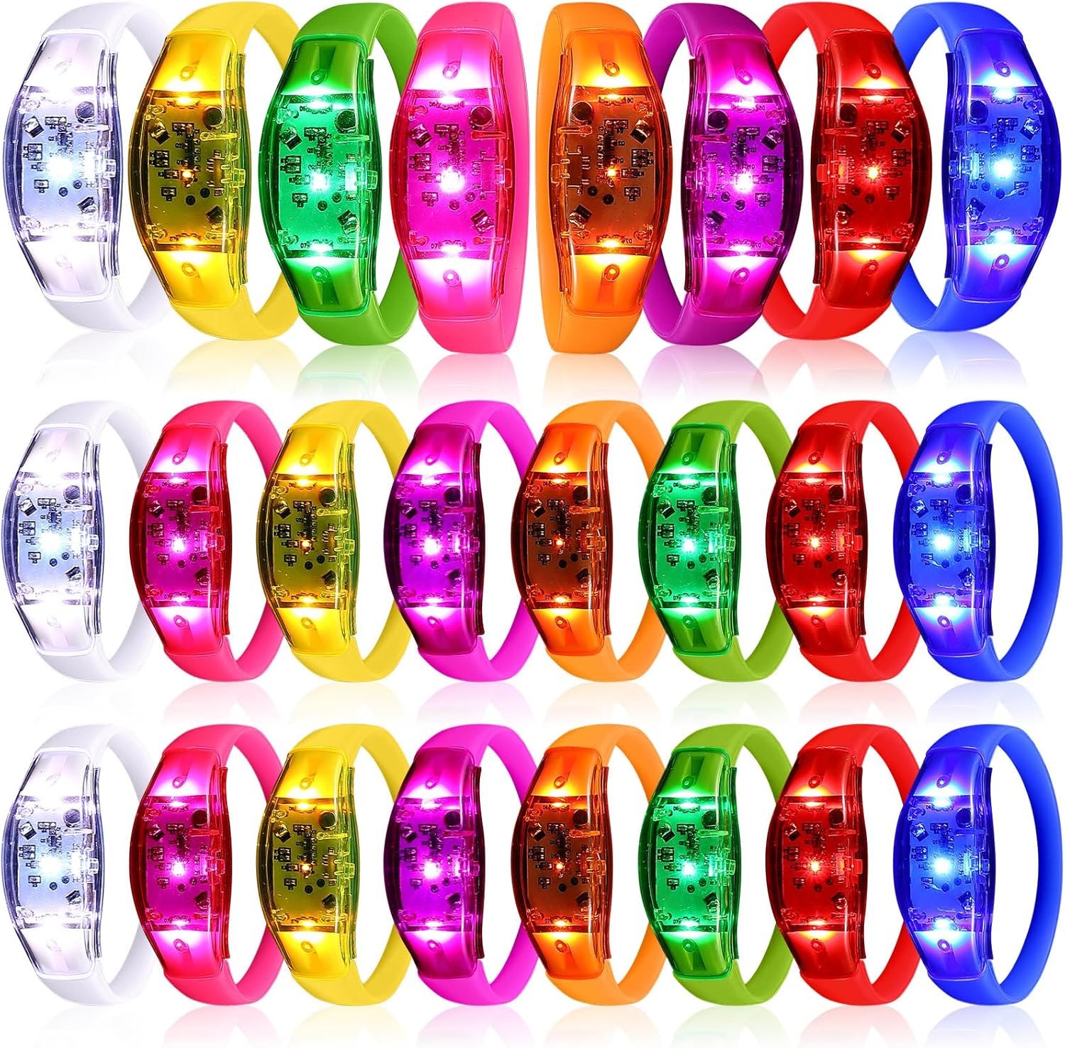 LED Glow Bracelets Sound Activated LED Bracelets Music Control Glow in The Dark Party Favors for Wedding, Raves, Concert, Camping, sporting Events, Party