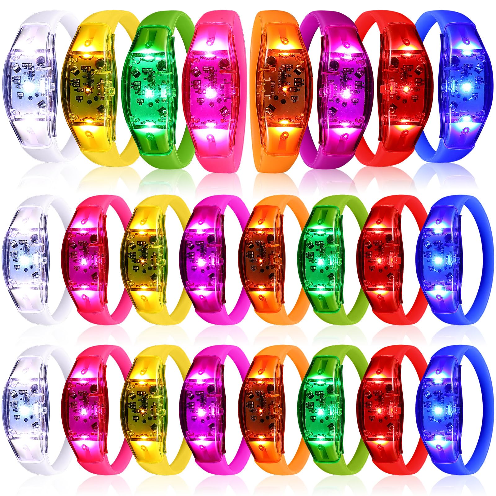 JellyArch LED Glow Bracelets Sound Activated LED Bracelets Music Control Glow in The Dark Party Favors for Wedding, Raves, Concert, Camping, sporting