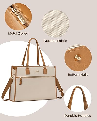 Miniatura 6 de LOVEVOOK Bolsa de computadora portátil para mujer de 15.6 pulgadas, bolsas de trabajo para mujer, bolsa de cuero profesional para computadora, bolso