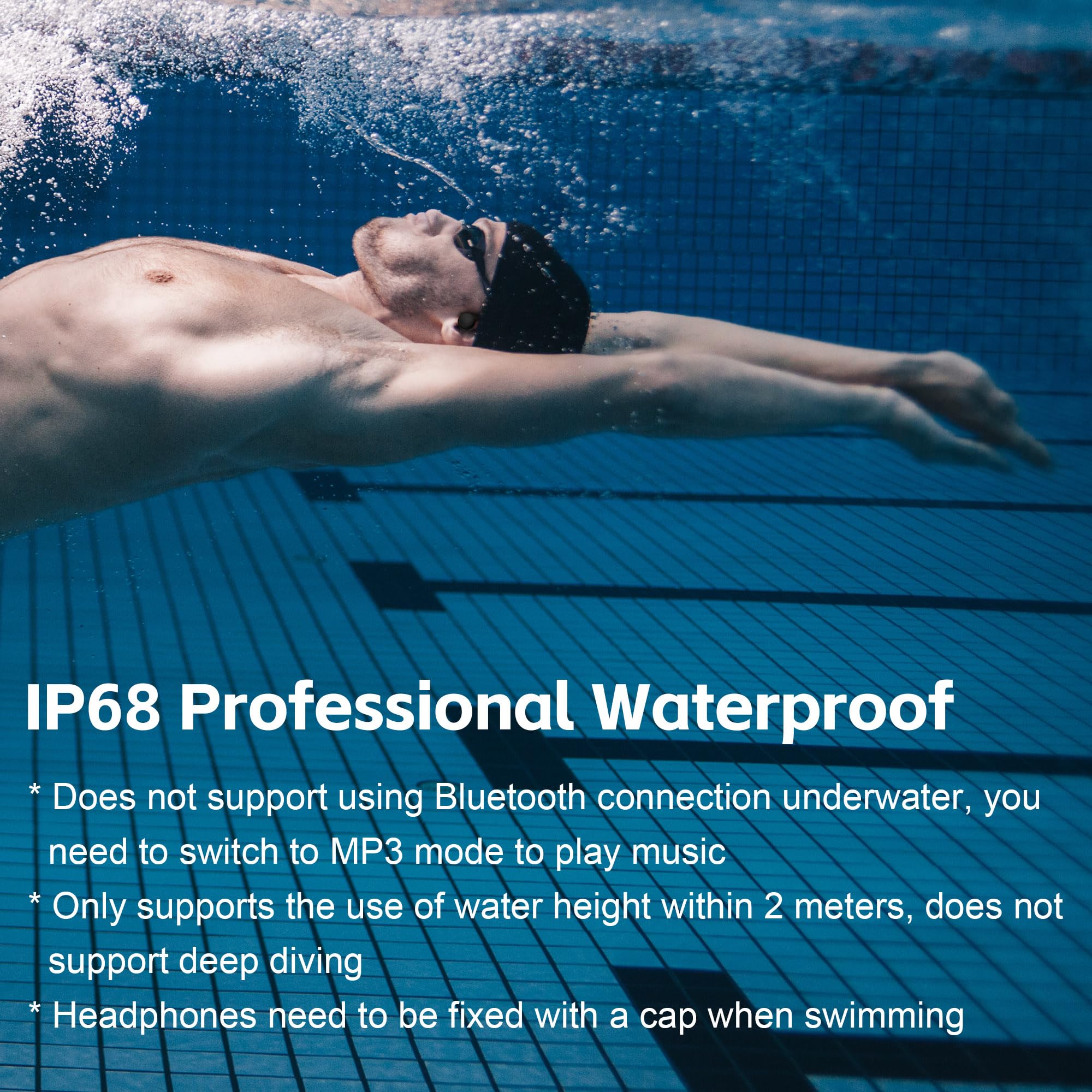 IFECCO Cuffie Subacquee per Piscina - IPX8 Impermeabili Cuffie Conduzione Ossea Nuoto con Lettore MP3 da 32 G,Wireless Auricolari per Nuoto Ciclismo Corsa