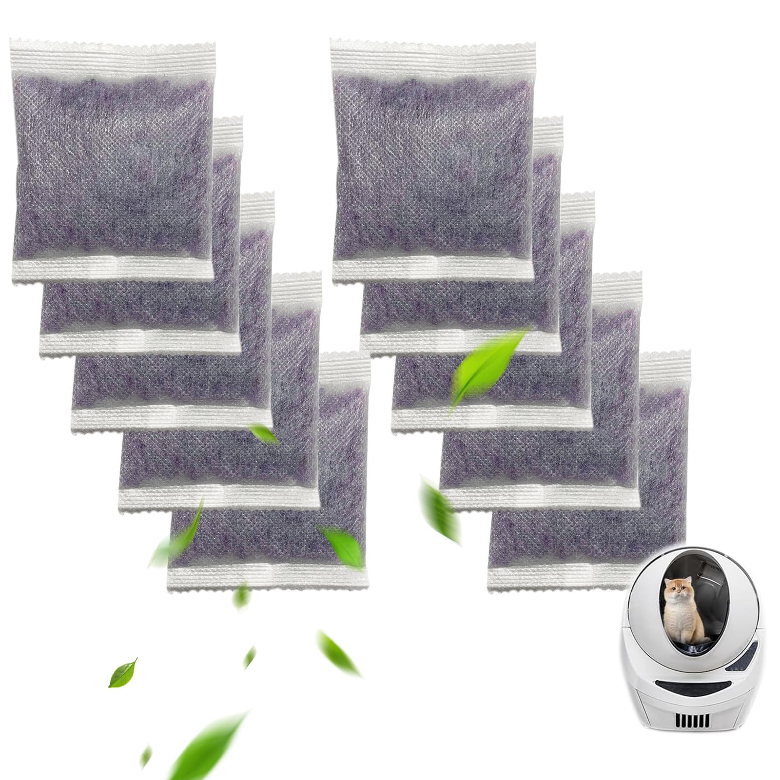10 PCS Cat Litter Deodorizer Refills Compatible with Whisker OdorTrap Pod,Odor Remover Refills for Litter-Robot 4 Waste Bags & Litter-Robot 3 Waste Drawer, Litter Box Odor Eliminator (Lavender)