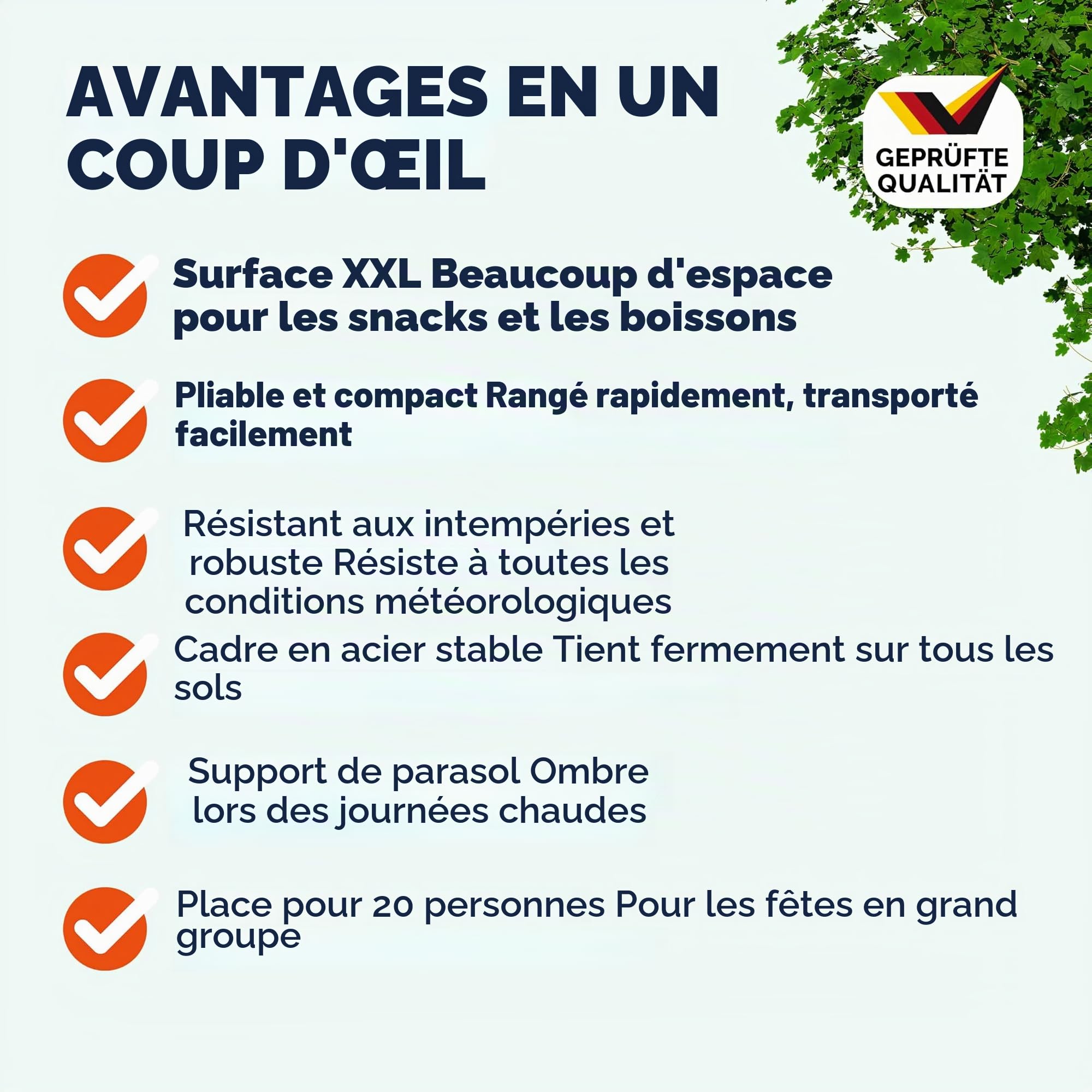 Casaria Table en Bois Quattro Table de Jardin Pliables pour 20 Personnes Max Table de réception Haute fête Mange Debout