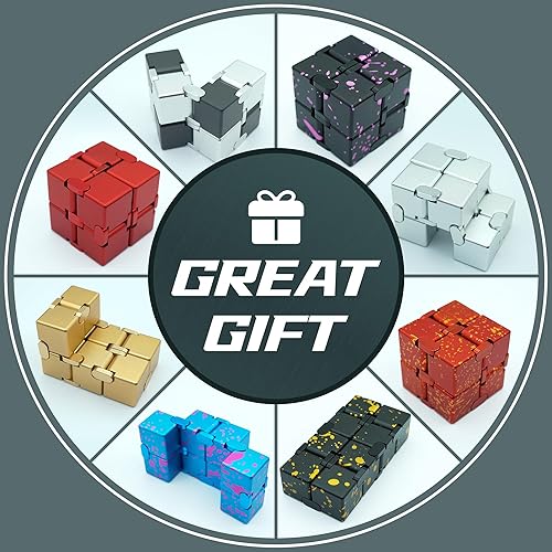 Miniatura 6 de DOLASEV Cubo infinito, cubo infinito silencioso para promover la concentración y el alivio del estrés, cubo infinito de metal, juguetes para la
