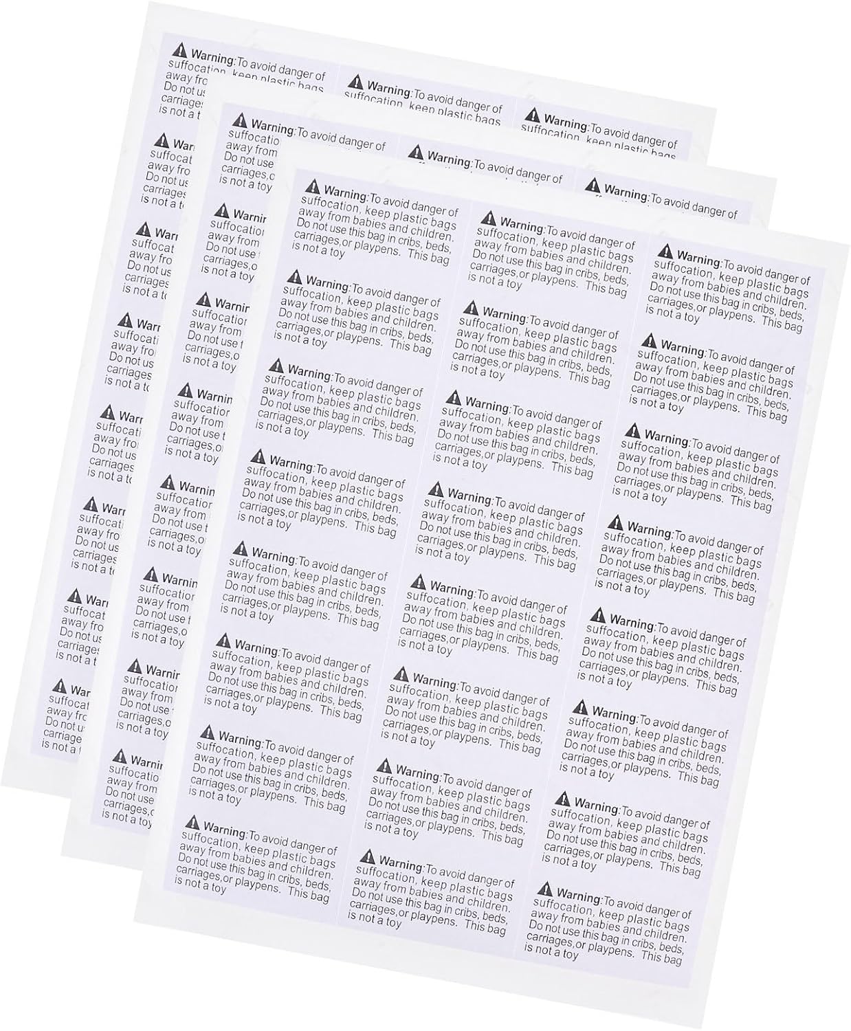 Cabilock 1000pcs White Suffocation Warning Stickers Self-Adhesive Packing Labels 65x35mm Choking Hazard Warning for Shipping and Packaging Safety